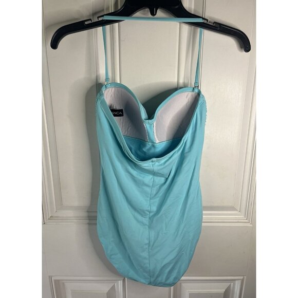 NEW La Blanca Swimsuit Bikini one piece Island Goddess 4 Blue Removable Strap - Picture 6 of 9